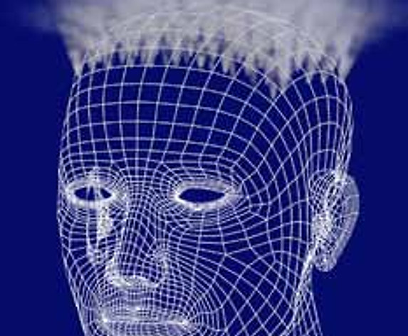 Modello tridimensionale a reticolo di una testa umana